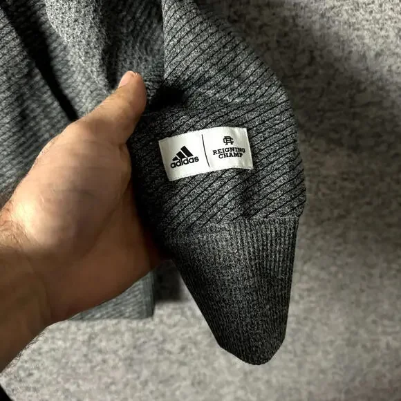 Adidas Reigning Champ Men's Size Large Gray Nylon Full Zip Hooded